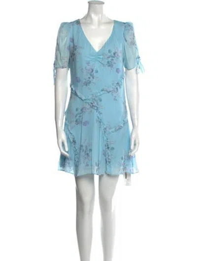 Pre-owned Loveshackfancy Floral Print Mini Dress W/ Tags In Blue