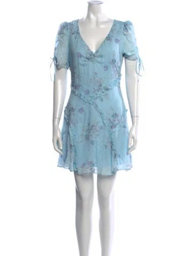 Pre-owned Loveshackfancy Floral Print Mini Dress W/ Tags In Blue