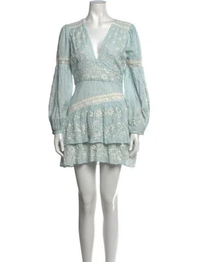 Pre-owned Loveshackfancy Floral Print Mini Dress W/ Tags In Blue