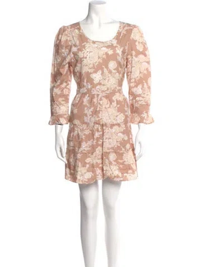 Pre-owned Loveshackfancy Floral Print Mini Dress W/ Tags In Brown