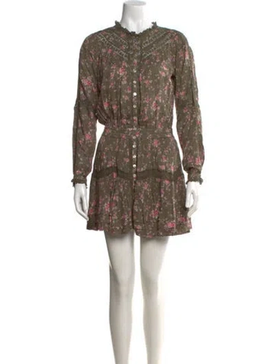 Pre-owned Loveshackfancy Floral Print Mini Dress W/ Tags In Green