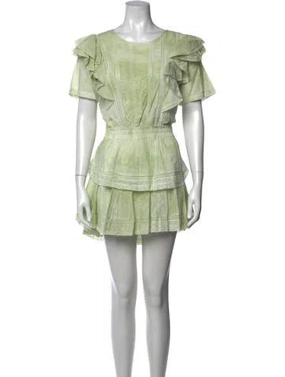Pre-owned Loveshackfancy Floral Print Mini Dress W/ Tags In Green