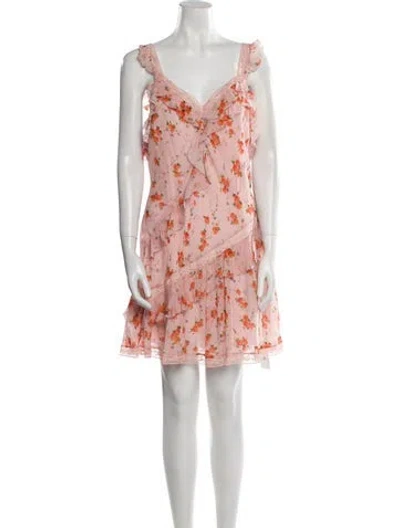 Pre-owned Loveshackfancy Floral Print Mini Dress W/ Tags In Multi
