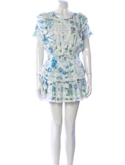Pre-owned Loveshackfancy Floral Print Mini Dress W/ Tags In Multi