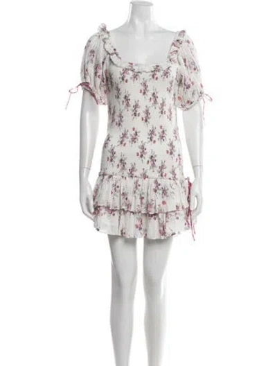 Pre-owned Loveshackfancy Floral Print Mini Dress W/ Tags In Multi