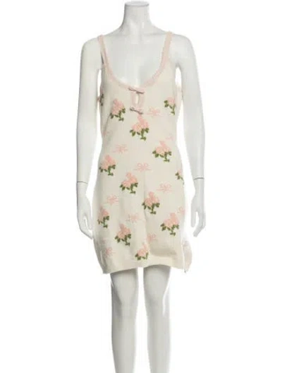 Pre-owned Loveshackfancy Floral Print Mini Dress W/ Tags In Multicolor