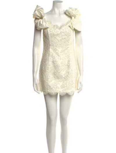 Pre-owned Loveshackfancy Floral Print Mini Dress W/ Tags In Neutral