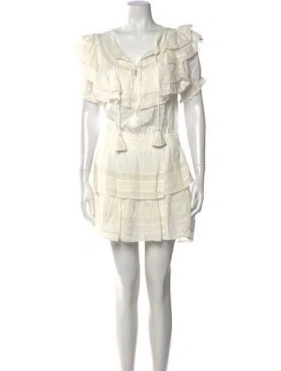 Pre-owned Loveshackfancy Floral Print Mini Dress W/ Tags In Neutral
