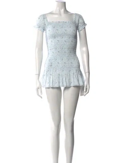 Pre-owned Loveshackfancy Floral Print Mini Dress W/ Tags In Neutrals