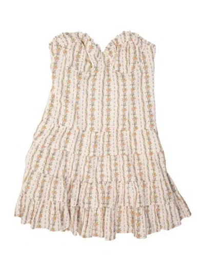 Pre-owned Loveshackfancy Floral Print Mini Dress W/ Tags In Neutrals
