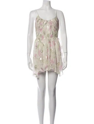 Pre-owned Loveshackfancy Floral Print Mini Dress W/ Tags In Neutrals