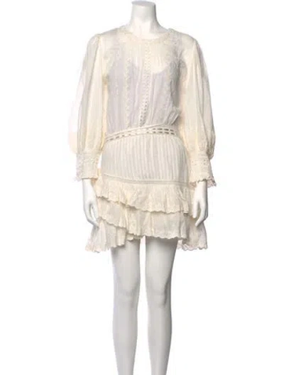 Pre-owned Loveshackfancy Floral Print Mini Dress W/ Tags In Neutrals