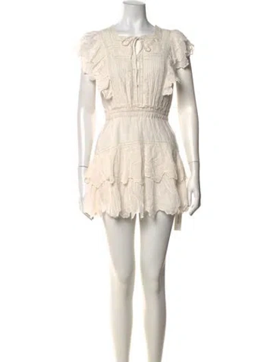 Pre-owned Loveshackfancy Floral Print Mini Dress W/ Tags In Neutrals/white