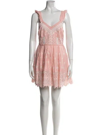 Pre-owned Loveshackfancy Floral Print Mini Dress W/ Tags In Orange