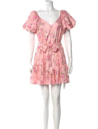 Pre-owned Loveshackfancy Floral Print Mini Dress W/ Tags In Pink