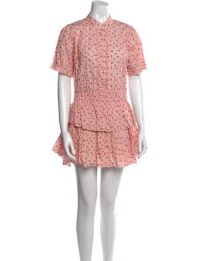 Pre-owned Loveshackfancy Floral Print Mini Dress W/ Tags In Pink