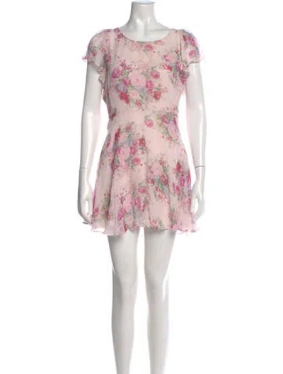 Pre-owned Loveshackfancy Floral Print Mini Dress W/ Tags In Pink