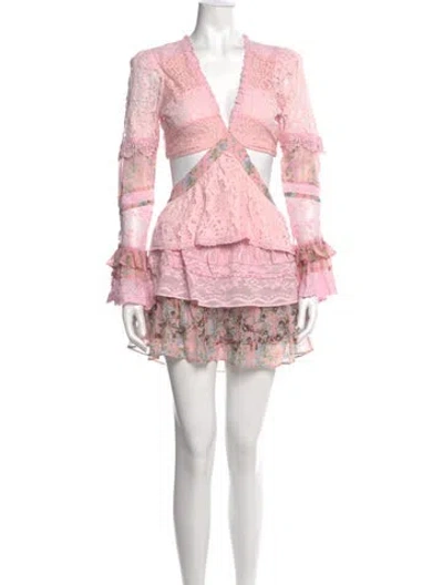 Pre-owned Loveshackfancy Floral Print Mini Dress W/ Tags In Pink