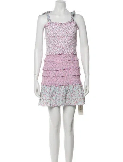Pre-owned Loveshackfancy Floral Print Mini Dress W/ Tags In Pink