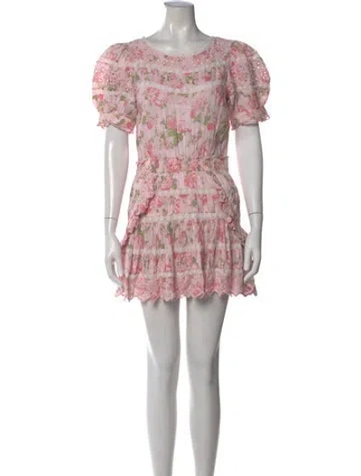 Pre-owned Loveshackfancy Floral Print Mini Dress W/ Tags In Pink