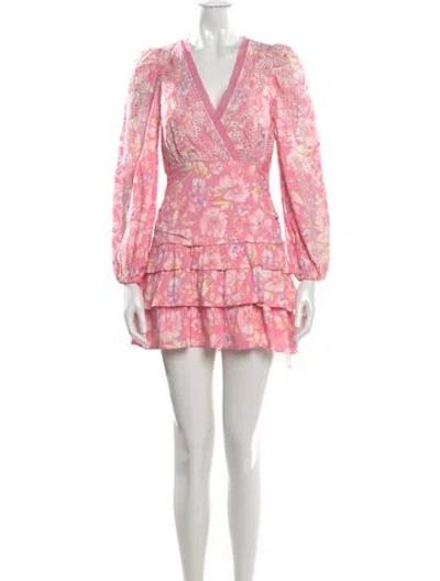 Pre-owned Loveshackfancy Floral Print Mini Dress W/ Tags In Pink