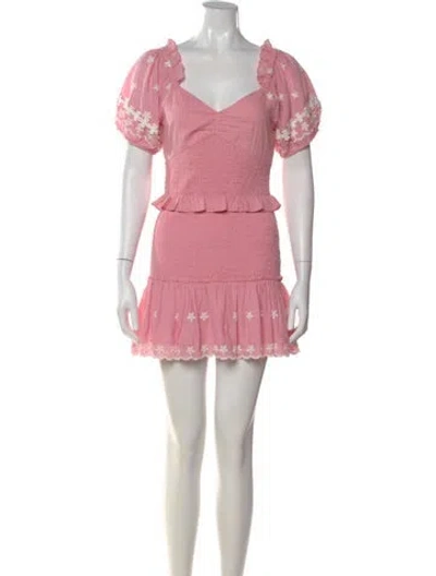 Pre-owned Loveshackfancy Floral Print Mini Dress W/ Tags In Pink