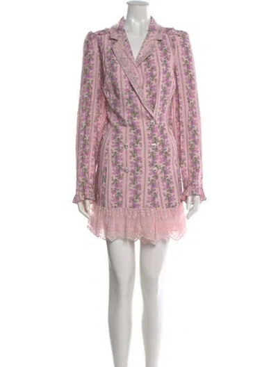 Pre-owned Loveshackfancy Floral Print Mini Dress W/ Tags In Pink