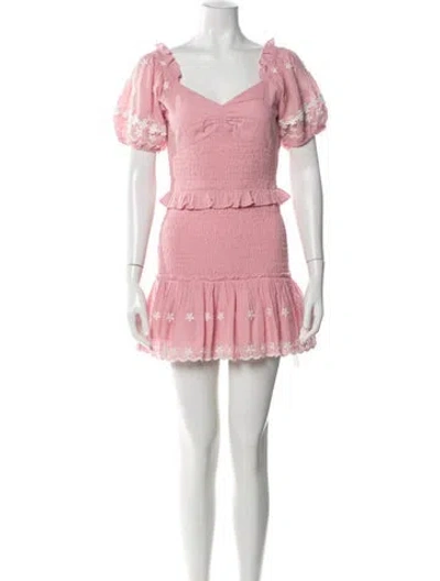 Pre-owned Loveshackfancy Floral Print Mini Dress W/ Tags In Pink