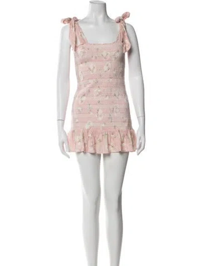 Pre-owned Loveshackfancy Floral Print Mini Dress W/ Tags In Pink