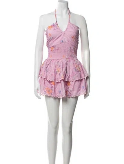 Pre-owned Loveshackfancy Floral Print Mini Dress W/ Tags In Pink