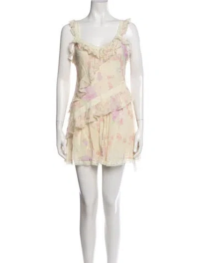 Pre-owned Loveshackfancy Floral Print Mini Dress W/ Tags In Pink