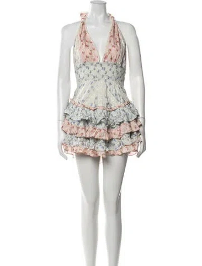 Pre-owned Loveshackfancy Floral Print Mini Dress W/ Tags In Pink