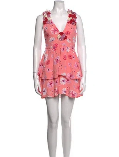 Pre-owned Loveshackfancy Floral Print Mini Dress W/ Tags In Pink