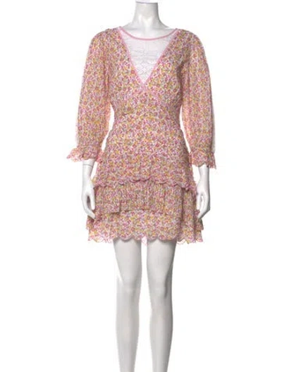 Pre-owned Loveshackfancy Floral Print Mini Dress W/ Tags In Pink