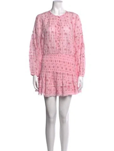Pre-owned Loveshackfancy Floral Print Mini Dress W/ Tags In Pink