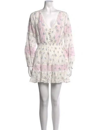 Pre-owned Loveshackfancy Floral Print Mini Dress W/ Tags In Pink