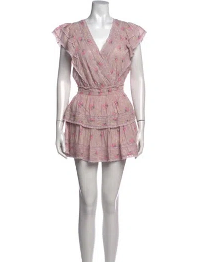 Pre-owned Loveshackfancy Floral Print Mini Dress W/ Tags In Pink