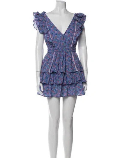 Pre-owned Loveshackfancy Floral Print Mini Dress W/ Tags In Purple