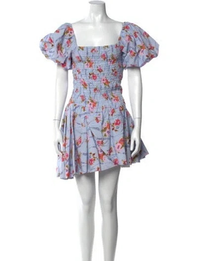 Pre-owned Loveshackfancy Floral Print Mini Dress W/ Tags In Purple