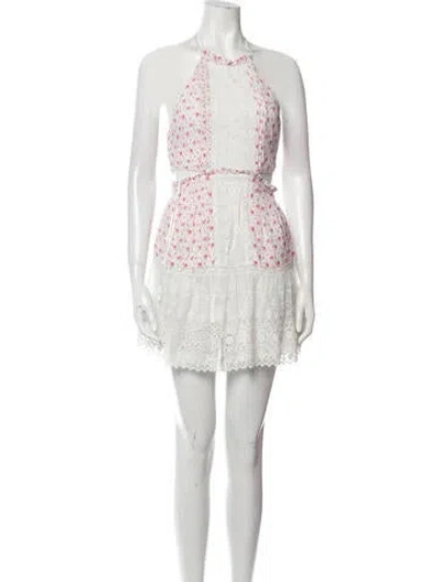 Pre-owned Loveshackfancy Floral Print Mini Dress W/ Tags In White