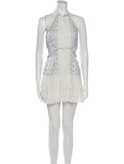 Pre-owned Loveshackfancy Floral Print Mini Dress W/ Tags In White