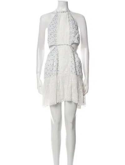 Pre-owned Loveshackfancy Floral Print Mini Dress W/ Tags In White