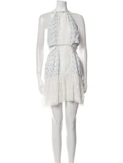 Pre-owned Loveshackfancy Floral Print Mini Dress W/ Tags In White