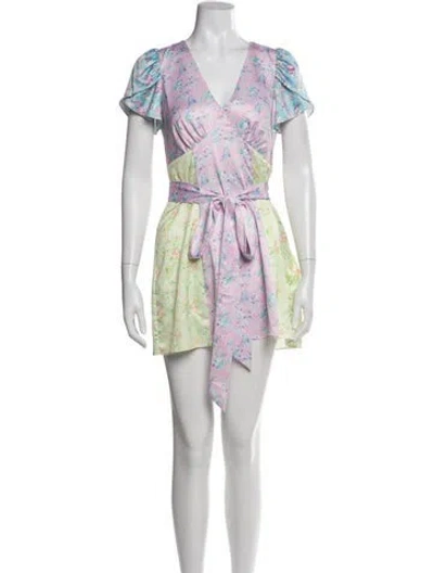 Pre-owned Loveshackfancy Floral Print Mini Dress W/ Tags In White