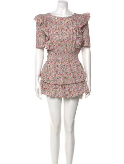 Pre-owned Loveshackfancy Floral Print Mini Dress W/ Tags In White