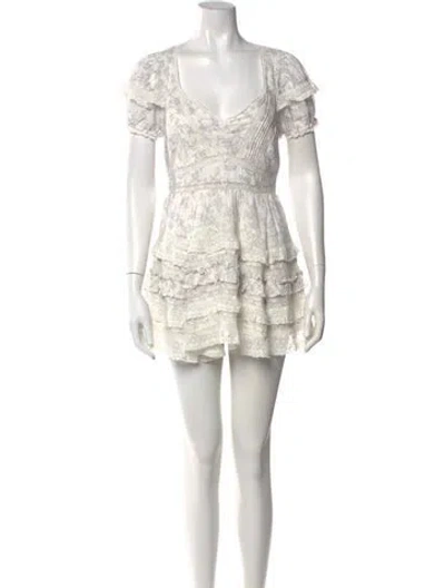 Pre-owned Loveshackfancy Floral Print Mini Dress W/ Tags In White
