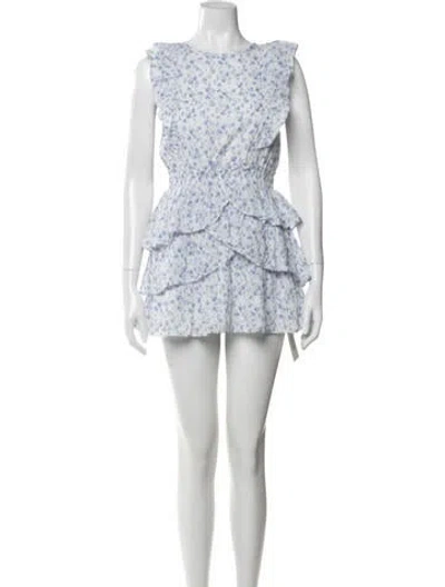 Pre-owned Loveshackfancy Floral Print Mini Dress W/ Tags In White