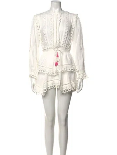 Pre-owned Loveshackfancy Floral Print Mini Dress W/ Tags In White