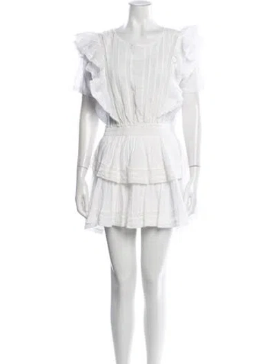 Pre-owned Loveshackfancy Floral Print Mini Dress W/ Tags In White