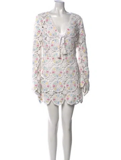 Pre-owned Loveshackfancy Floral Print Mini Dress W/ Tags In White